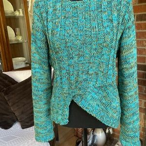 Turquoise long-sleeve acrylic sweater